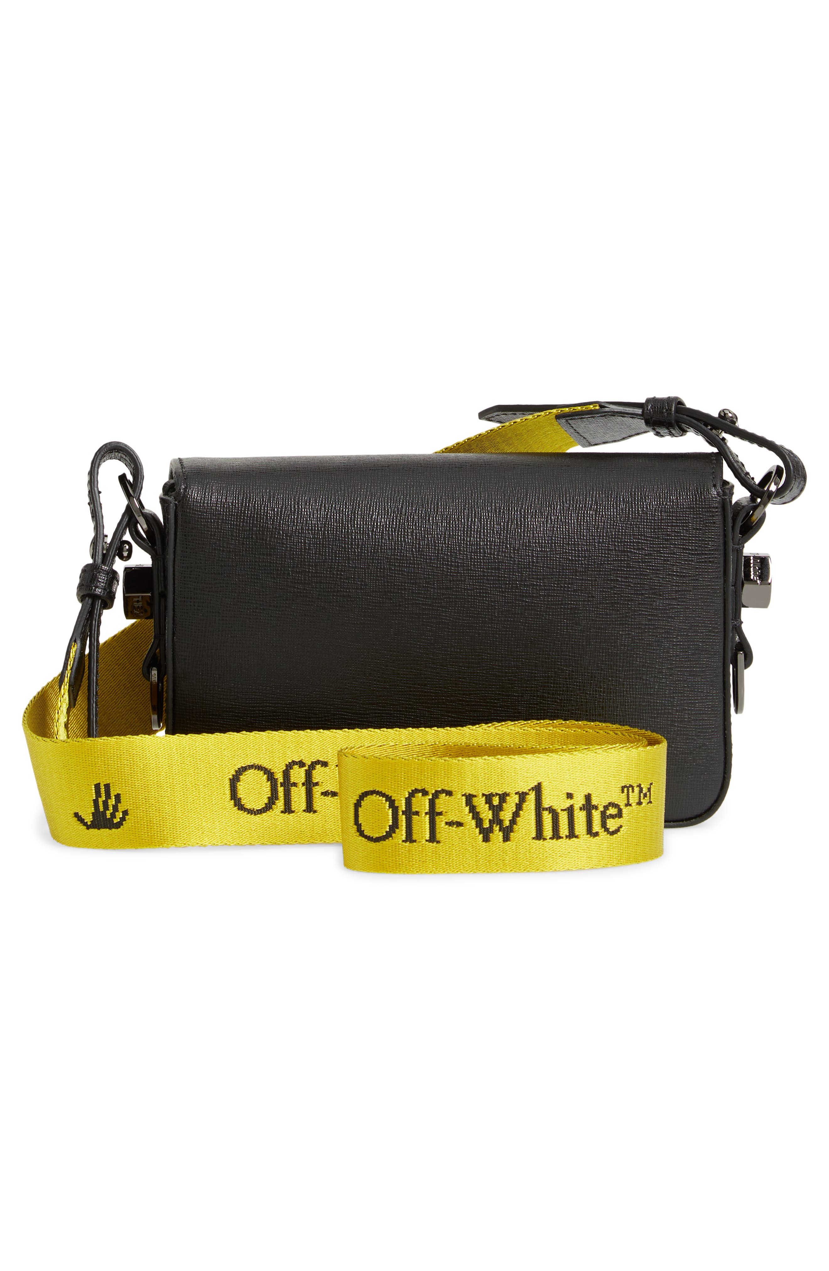 Off-White Mini Binder Clip Diagonal Stripe Leather Crossbody Bag, Alternate, color, 