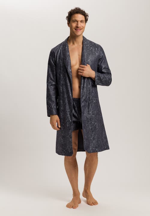 Hanro Selection Satin Cotton Robe In Blue