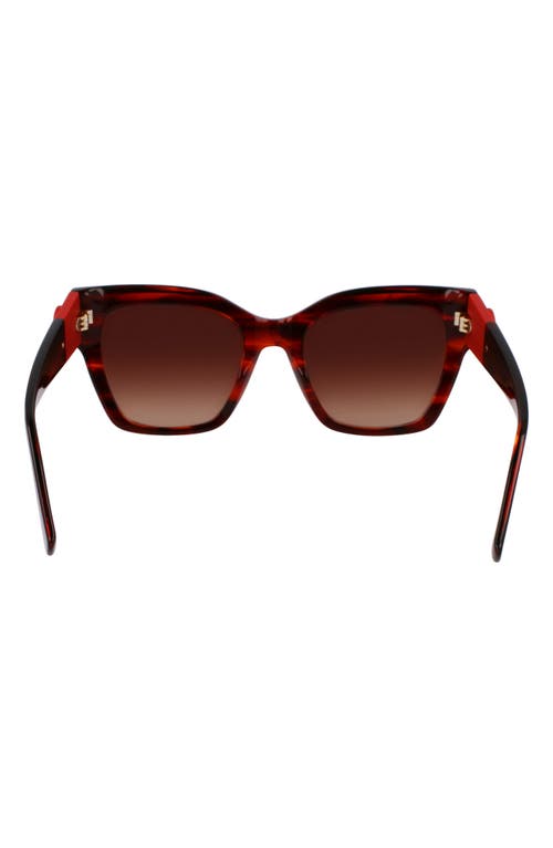 Longchamp Medallion 52mm Modified Rectangular Sunglasses In Striped Red