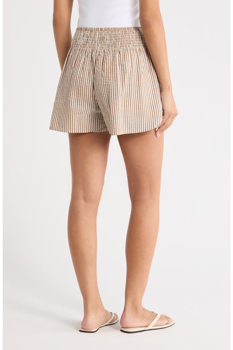 Isla Stripe Cotton & Kapok Seersucker Shorts, Alternate, color, MOCHA STRIPE