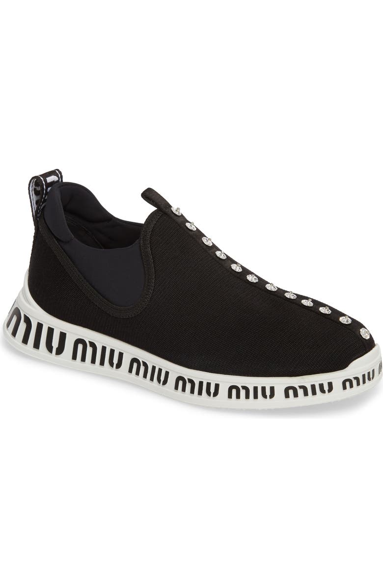 Miu Miu Logo Slip-On Sneaker, Main, color,
