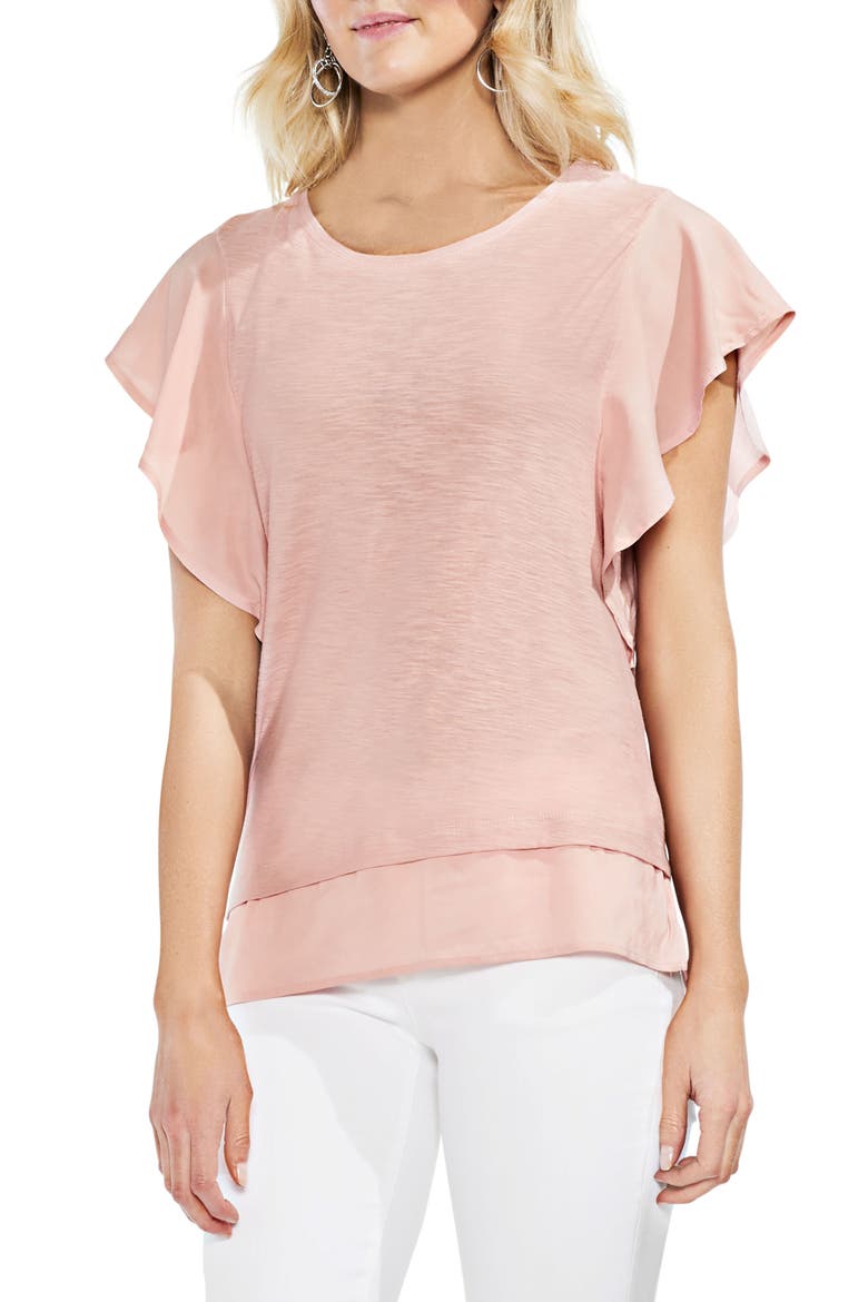Ruffle Sleeve Top, Main, color, PINK FAWN