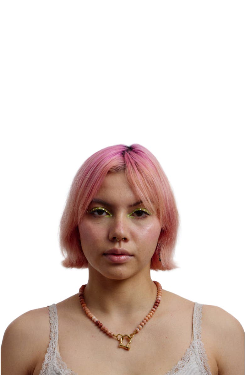 SHOP SPICY DAN Bevo Gender Inclusive Peach Quartz Necklace, Alternate, color, Peach