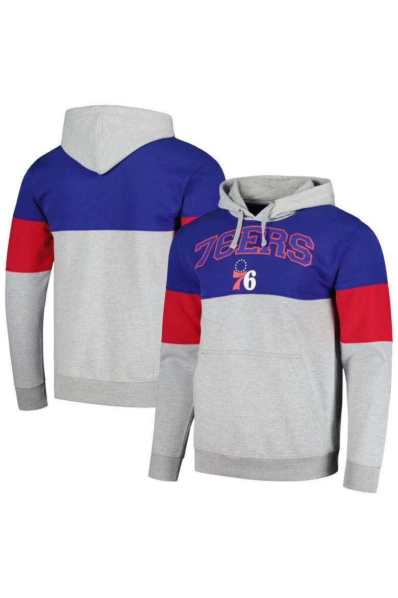 Men's Fanatics Branded Royal Philadelphia 76ers Contrast Pieced Pullover Hoodie, Main, color, Royal