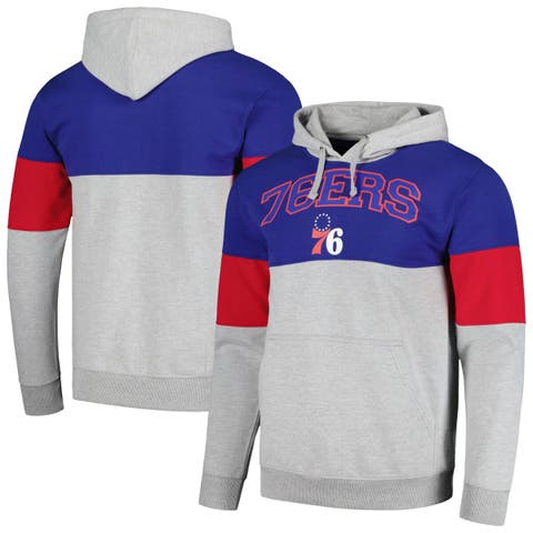 Men's Fanatics Branded Royal Philadelphia 76ers Contrast Pieced Pullover Hoodie