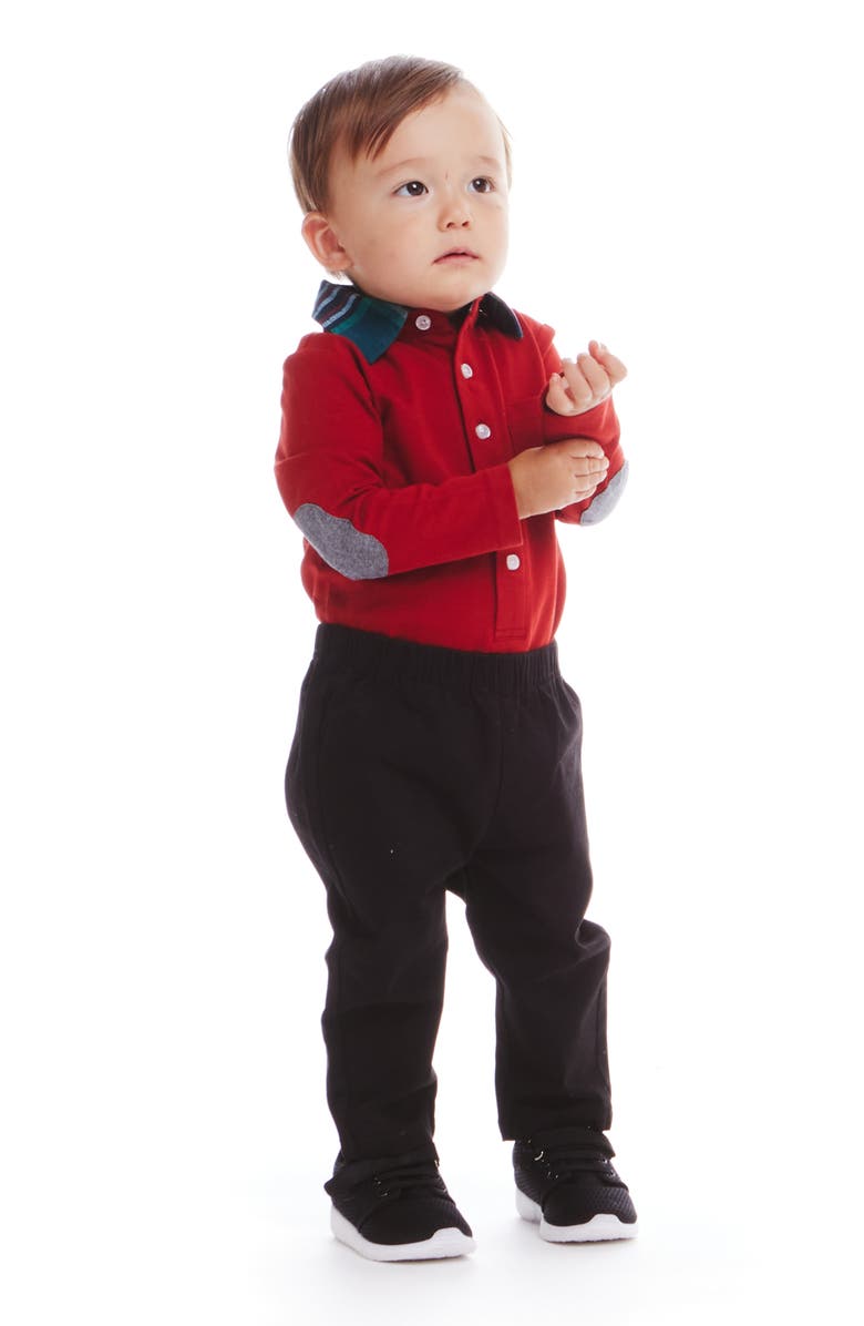 Andy & Evan Collared Bodysuit & Pants Set, Alternate, color, Red