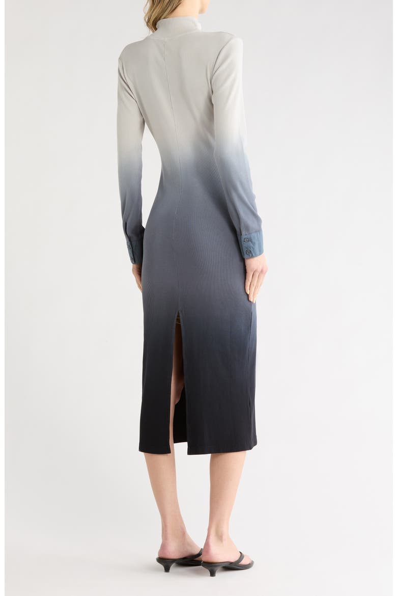 Scout Rib Ombré Long Sleeve Midi Dress, Alternate, color, SILVER BLACK OMBRE