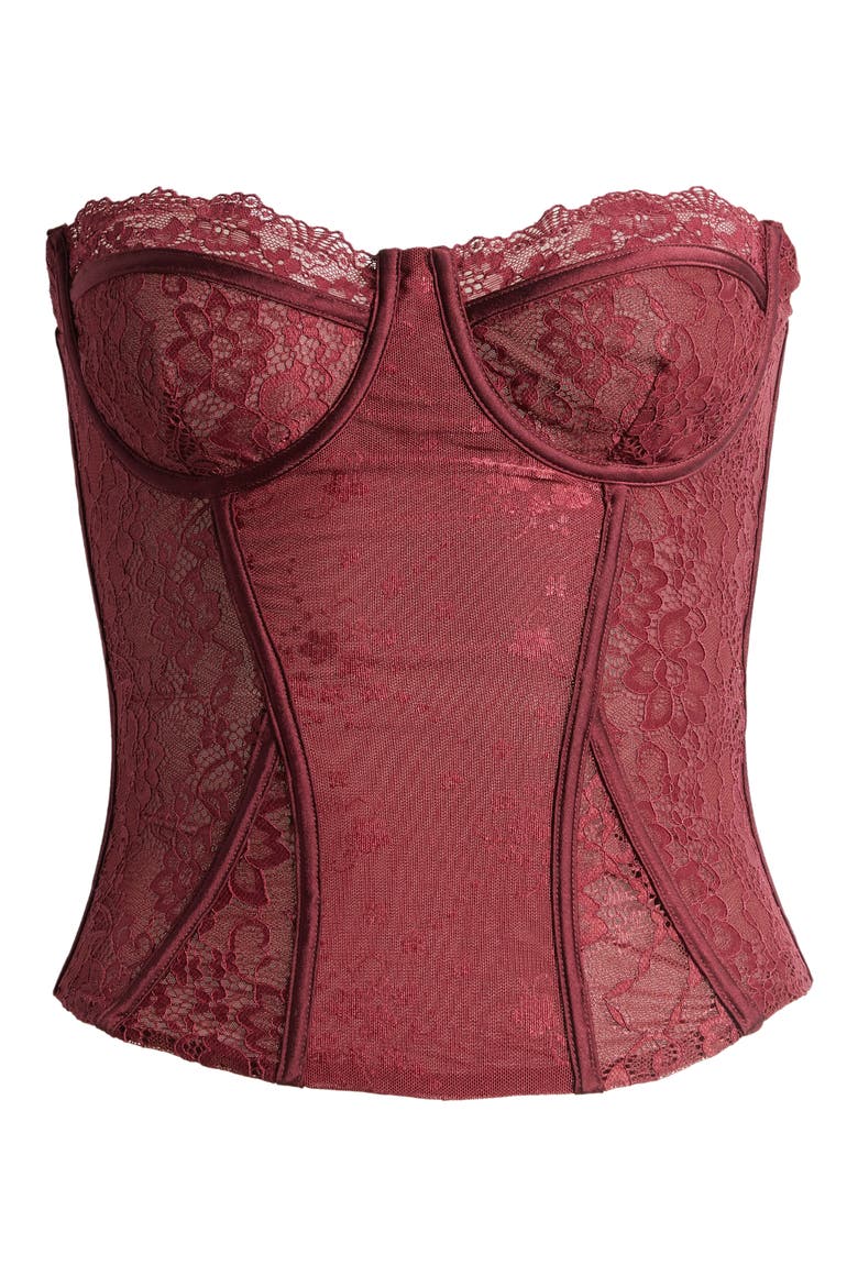 Straples Lace Corset Top, Alternate, color, BLACK CHERRY