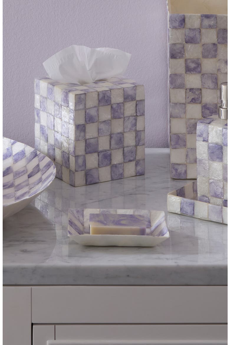 Violet Check Capiz Soap Dish, Alternate, color, VIOLET