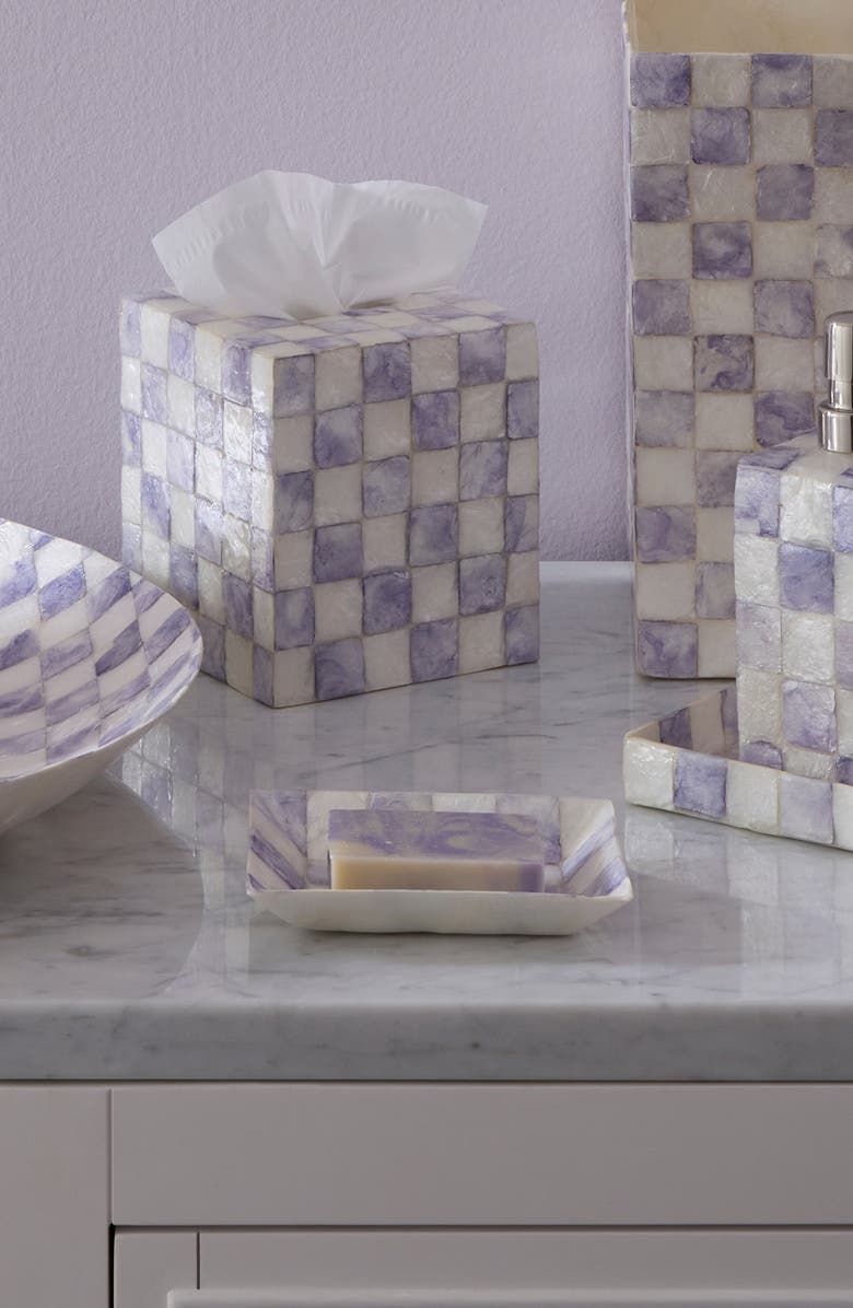 MACKENZIE CHILDS Violet Check Capiz Soap Dish, Alternate, color, Violet