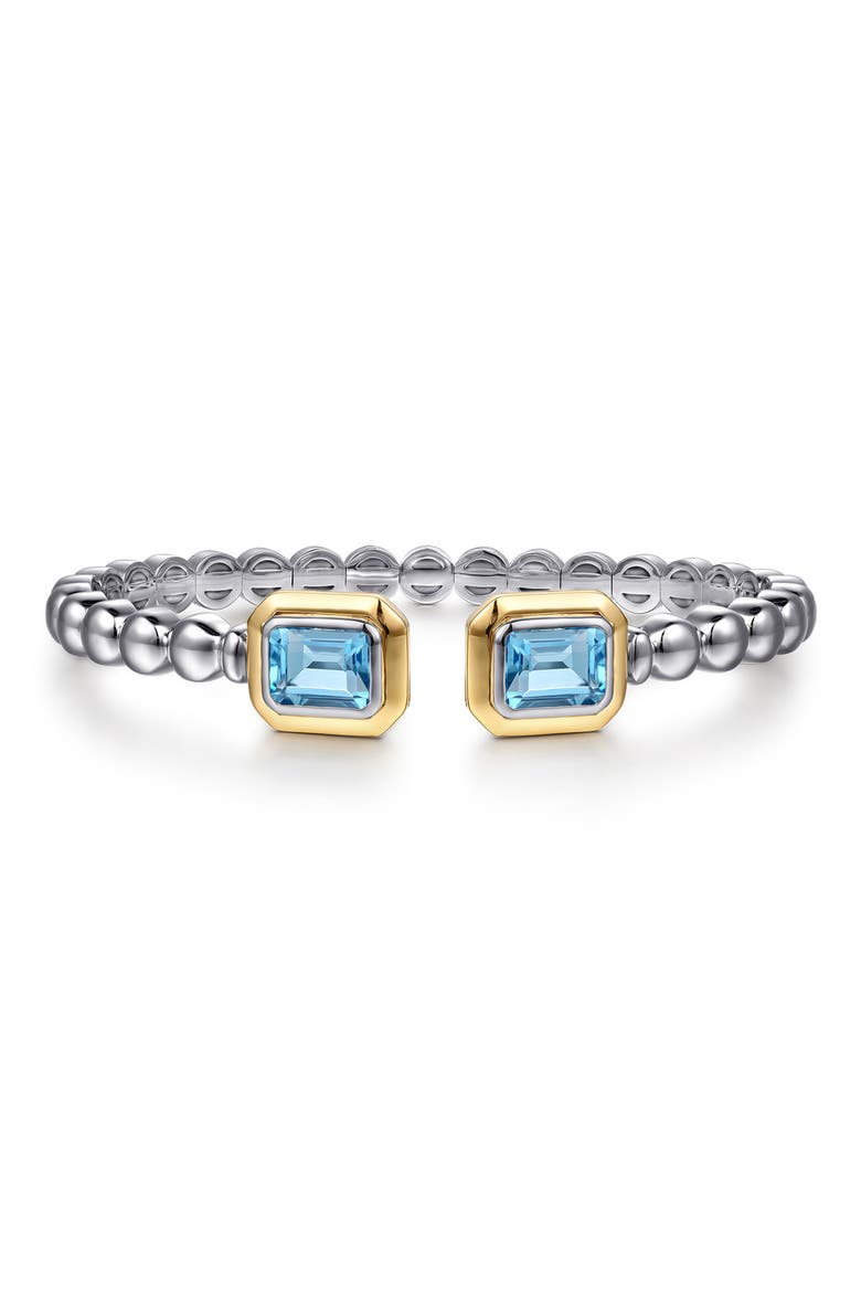 Bujukan 14k Gold & Sterling Silver Blue Topaz Bangle, Main, color, STERLING / 14K/ BLUE TOPAZ