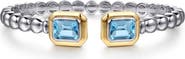 Gabriel & Co. Bujukan 14k Gold & Sterling Silver Blue Topaz Bangle