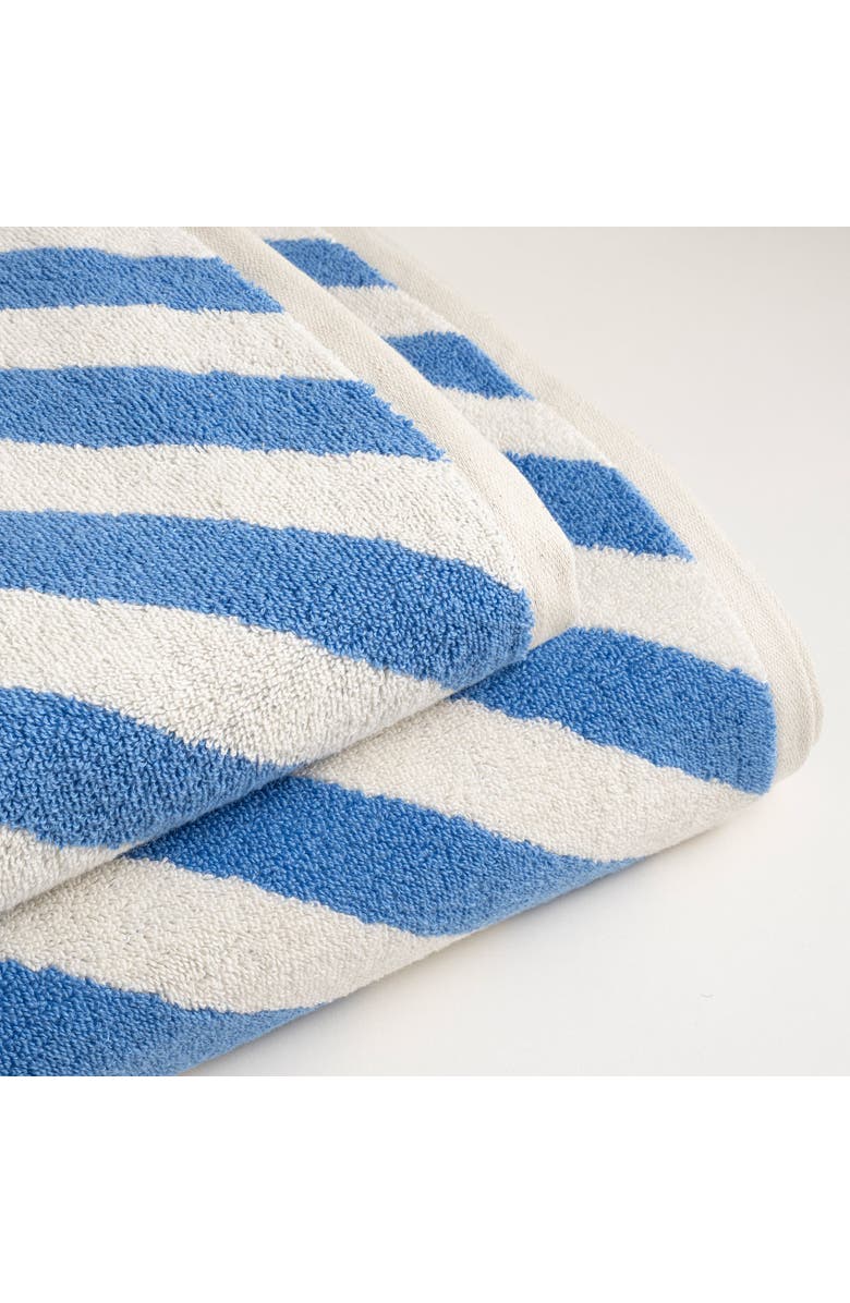 Zsa Zsa Zsu Ornaz Yarn Dyed Biased 100% Cotton Face Towel Set Of 3, Alternate, color, Blue