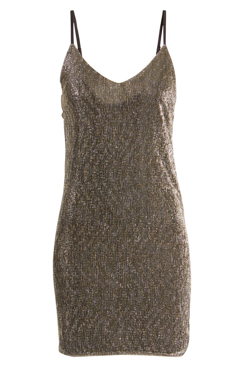 Celestial Glitter Minidress, Alternate, color, GOLD