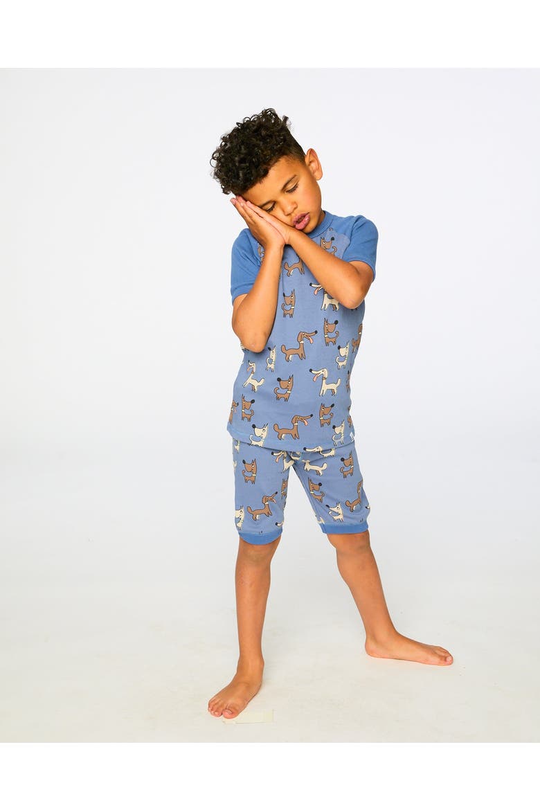 Organic Cotton Dog Print Two-Piece Pyjama Set, Alternate, color, Blue Printed Dogs