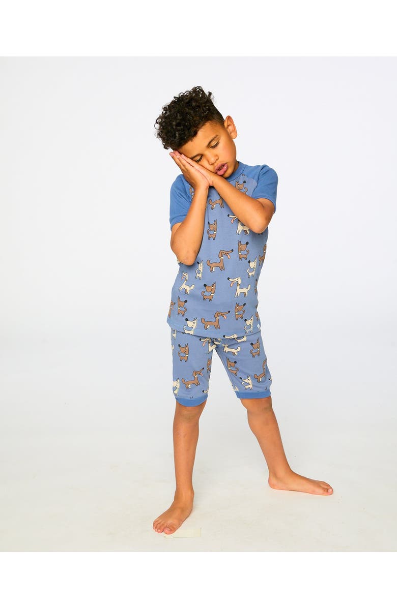Deux par Deux Organic Cotton Dog Print Two-Piece Pyjama Set, Alternate, color, Blue Printed Dogs
