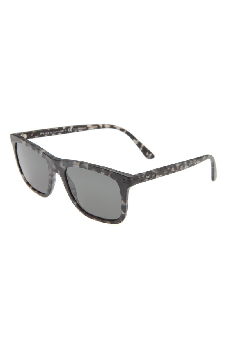 Prada 53mm Polarized Rectangle Sunglasses, Alternate, color, Matte Dk Grey Tortoise/ Black