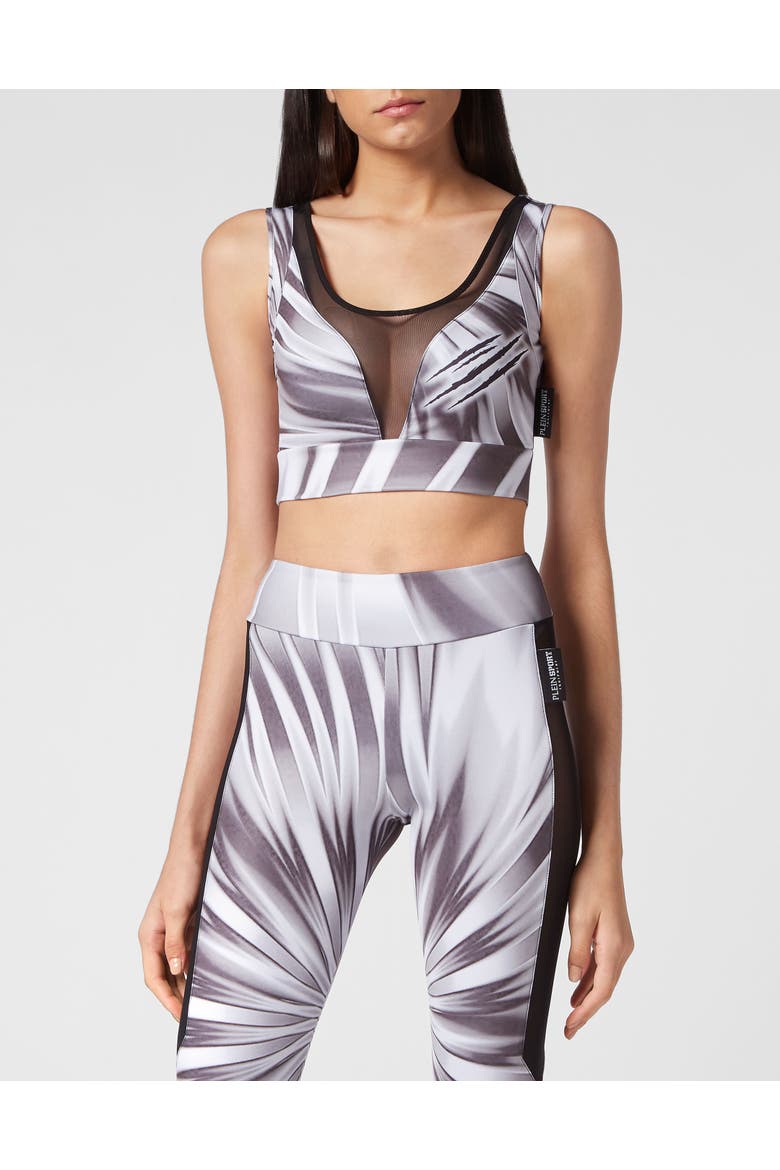Tie-Dye Jogging Cropped Top Scratch Women, Main, color, white