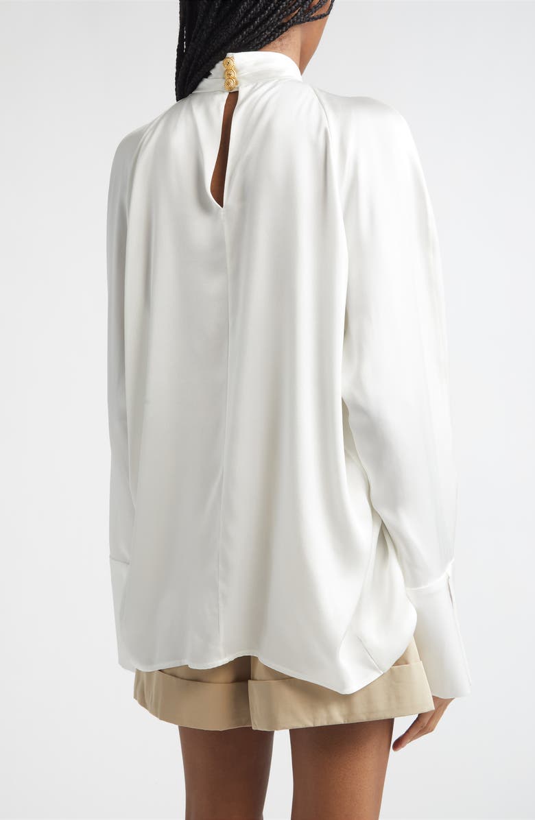 Balmain Draped Silk Top, Alternate, color, 0Fa White
