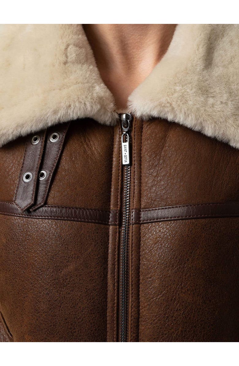 Saint + Sofia Amelia Aviator Jacket, Alternate, color, Black