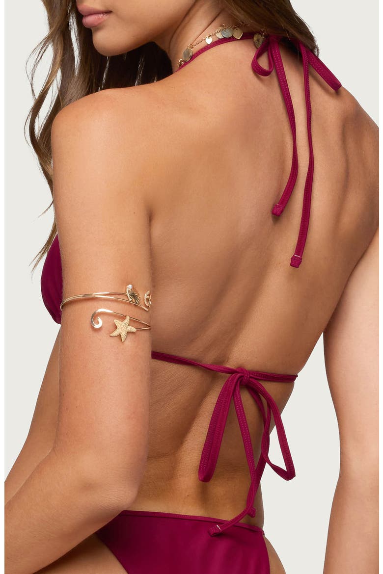 Evana Beaded Triangle Bikini Top, Alternate, color, BURGUNDY