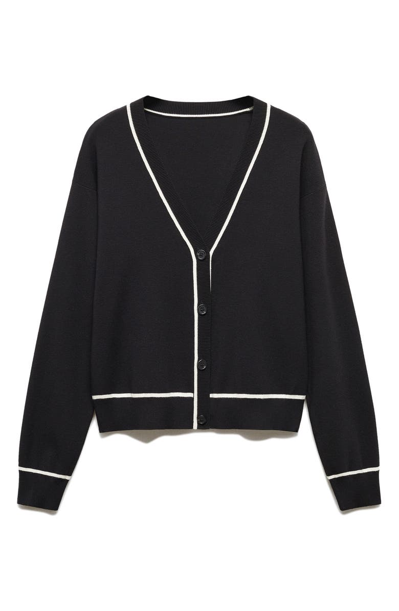 MANGO Contrast Trim V-Neck Cardigan, Alternate, color, 