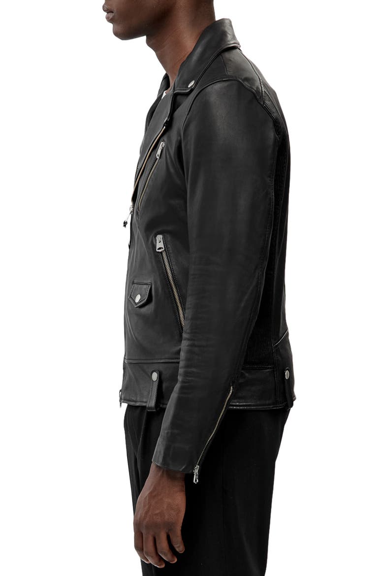 Men's Finn Leather Moto Jacket, Alternate, color, BLACK