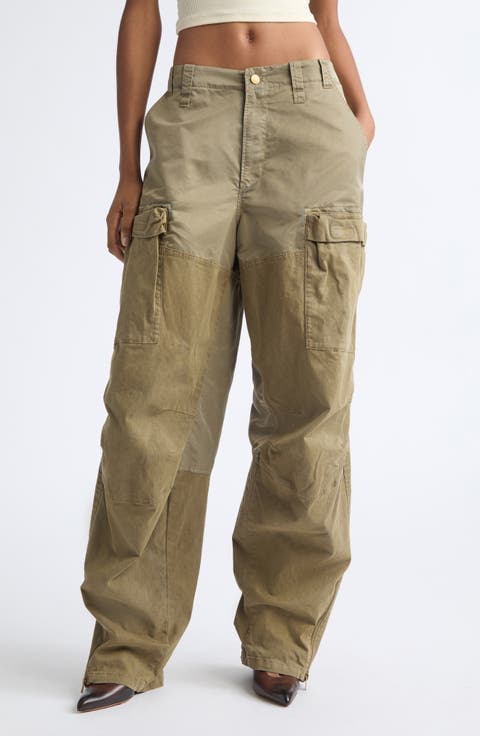 P-Arker Mixed Media Zip Hem Cargo Pants