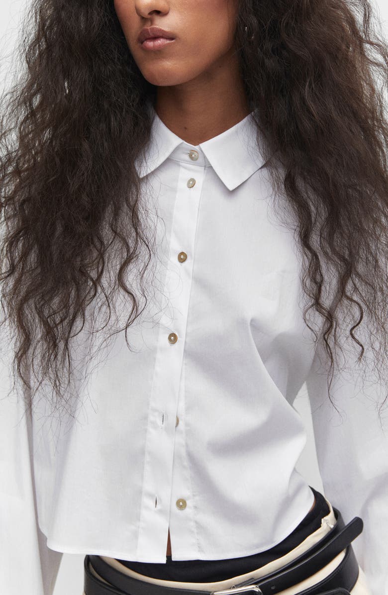 MANGO Crop Poplin Shirt, Alternate, color, 