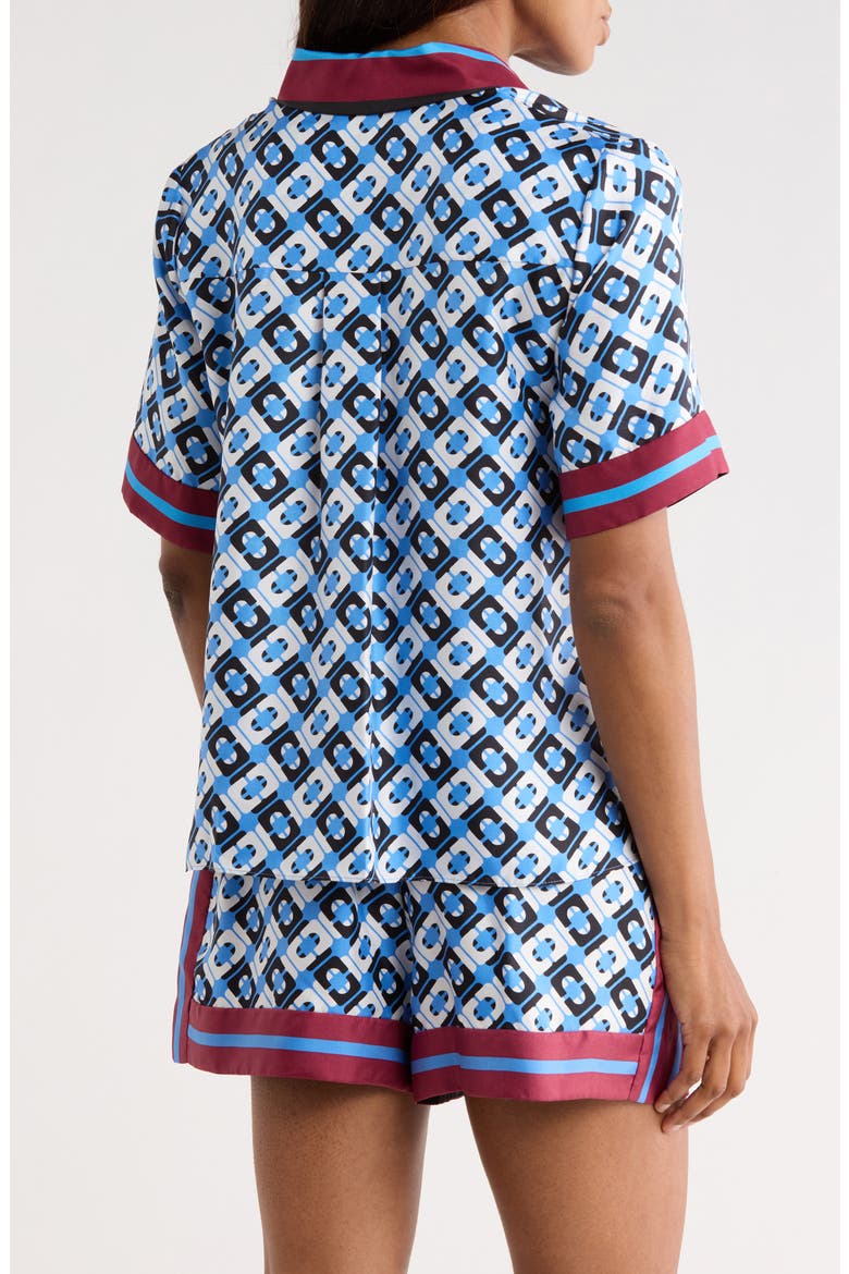 Alexa Short Sleeve Silk Button-Up Shirt, Alternate, color, CANE LINK BLUE