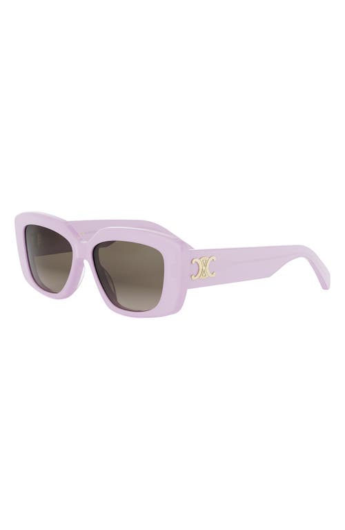 Celine Triomphe 55mm Rectangular Sunglasses In Purple