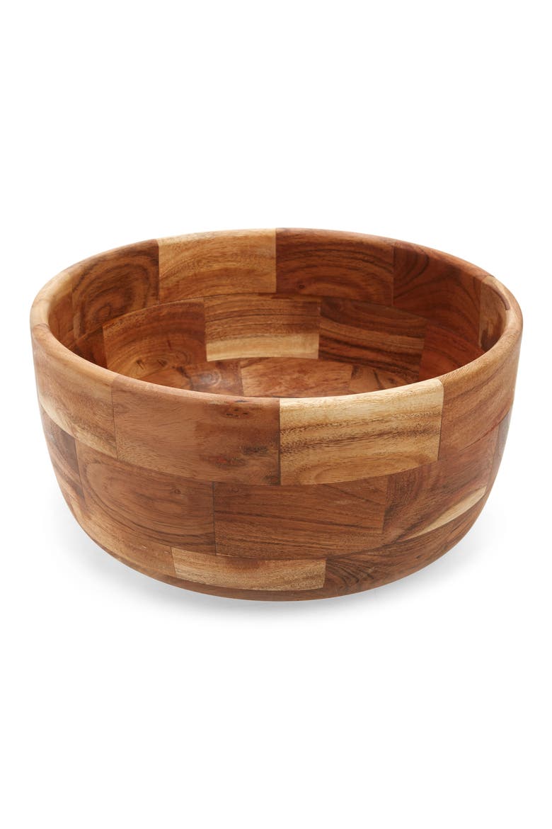 14-Inch Wood Serving Bowl, Main, color, WARM BROWN