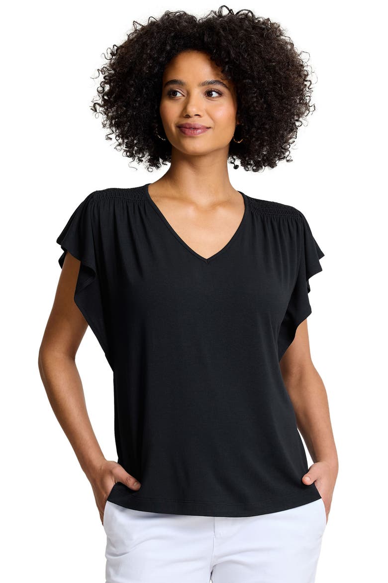 Kauai Flutter Sleeve T-Shirt, Alternate, color, BLACK