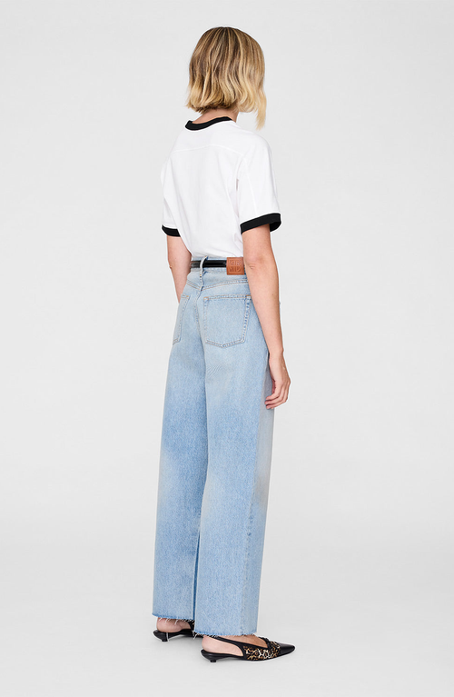 Anine Bing Short Sleeve Top Featuring Contrast Trim In White