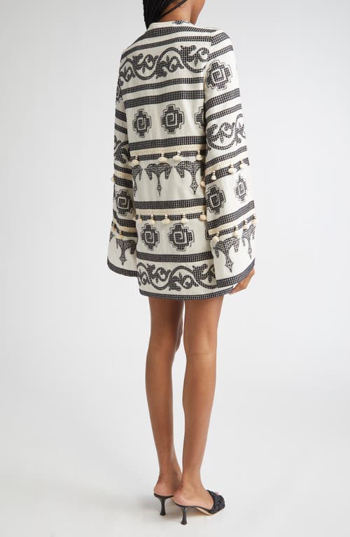 Johanna Ortiz Quetzalcalt Temple Long Sleeve Cotton Minidress In Multi