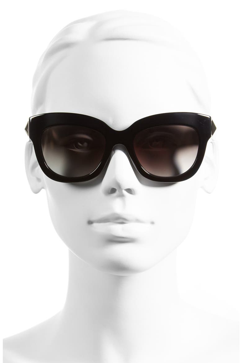'Superstud' 53mm Cat Eye Sunglasses, Alternate, color, BLACK