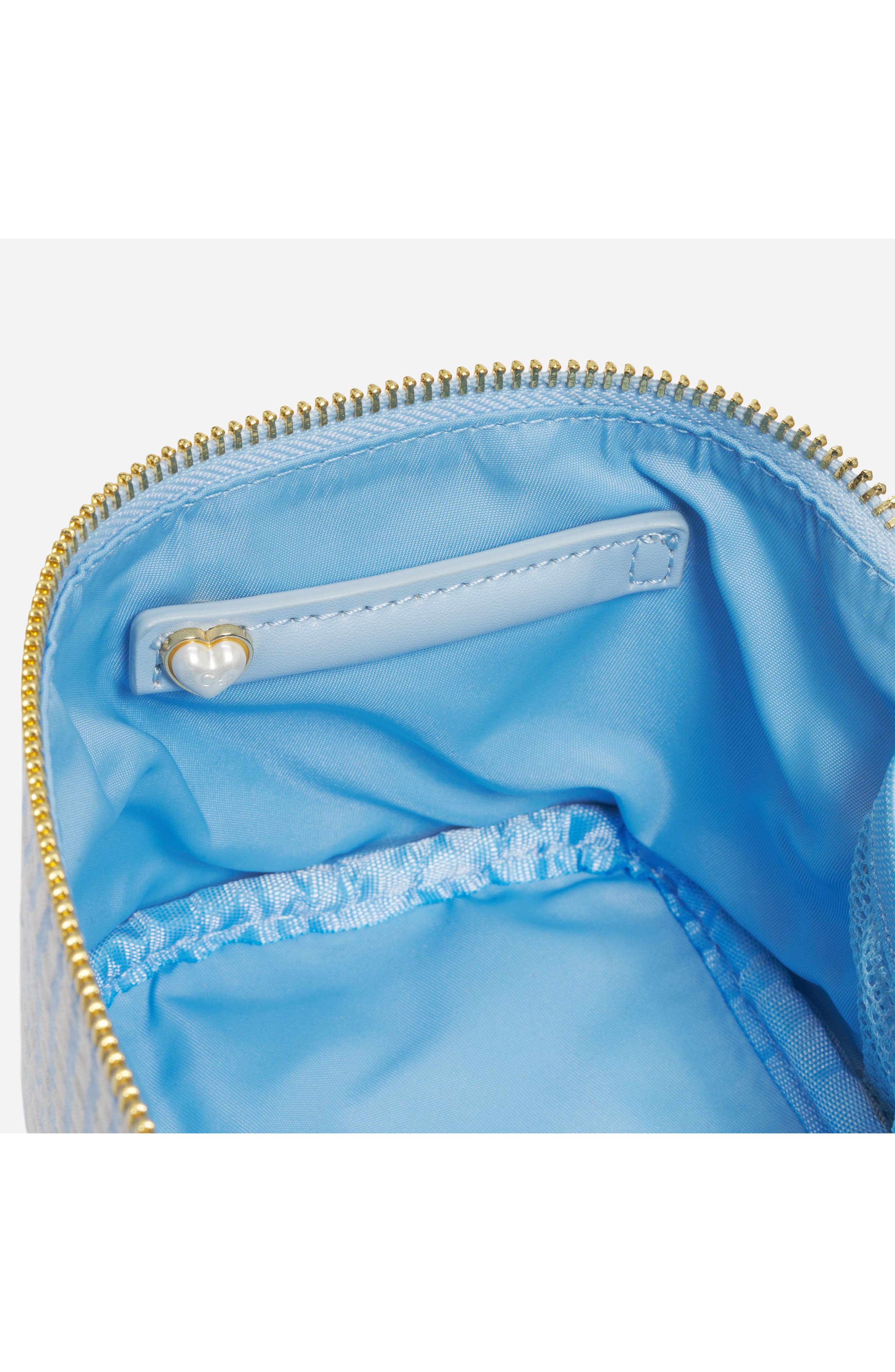 Double Zip Vanity Case, Alternate, color, BLUE SEERSUCKER
