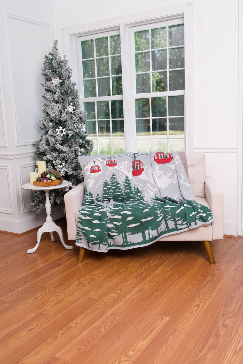 Ski Lift Indoor Lumbar Mini Lumbar Accent Pillow 14" x 26", Alternate, color, Green