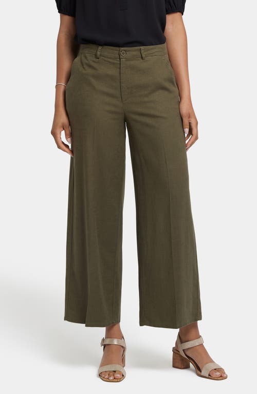Nydj Morgan Stretch Linen Wide Leg Ankle Pants In Bay Leaf