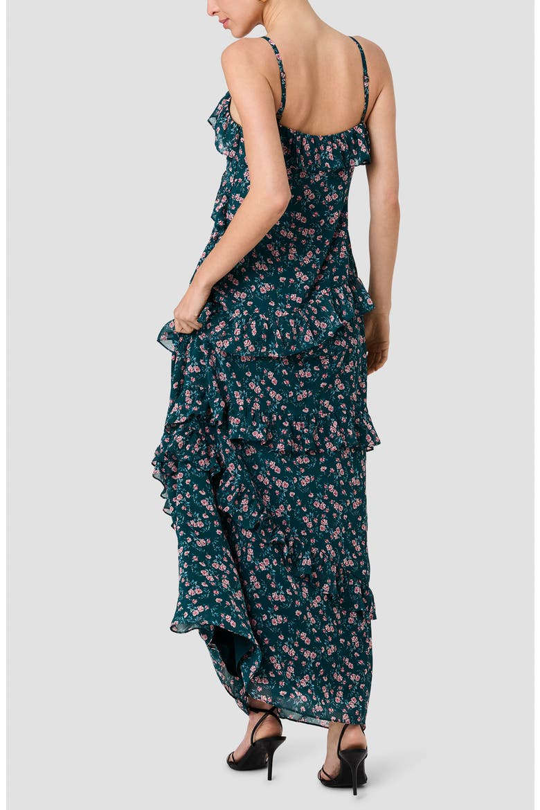 Marina Lucia Floral Chiffon Tiered Maxi Dress, Alternate, color, DEEP TEAL LUCIA FLEUR MULTI