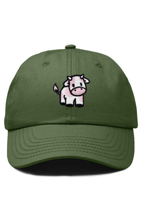 Dalix Strawberry Cow Embroidered Cap In Olive