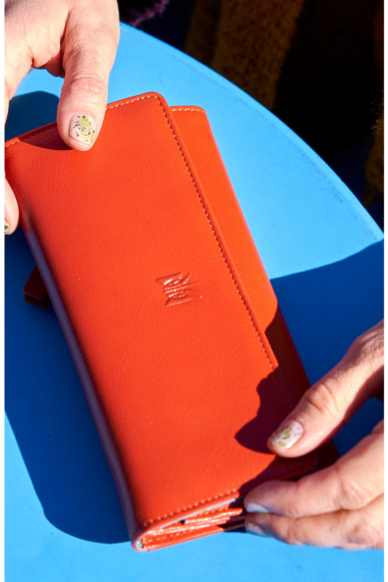Siam Accordion Wallet, Alternate, color, Orange / Sky