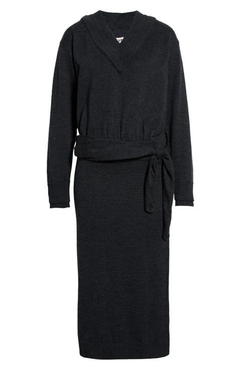 Norman Tie Waist Long Sleeve Sweater Dress