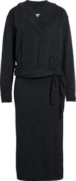 STAUD Norman Tie Waist Long Sleeve Sweater Dress