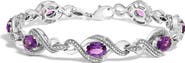 Haus of Brilliance Silver 1/10 Cttw Diamond and 7X5MM Oval Amethyst Cross Tennis Bracelet