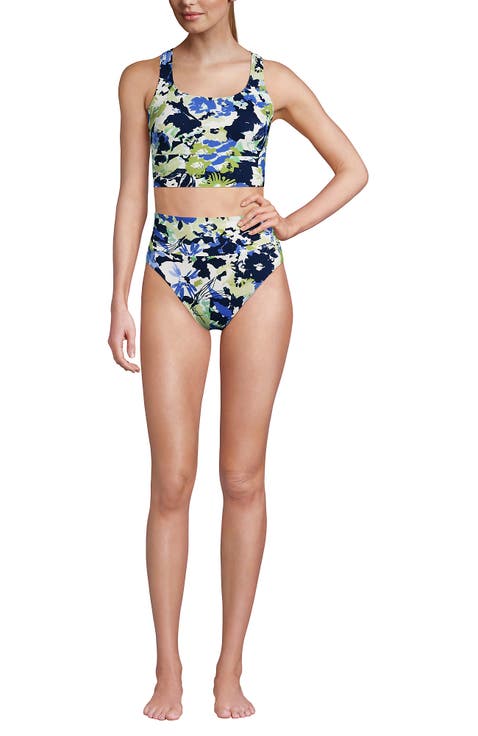 Tugless Tankini Top and High Waisted Bottom Swimsuit Set