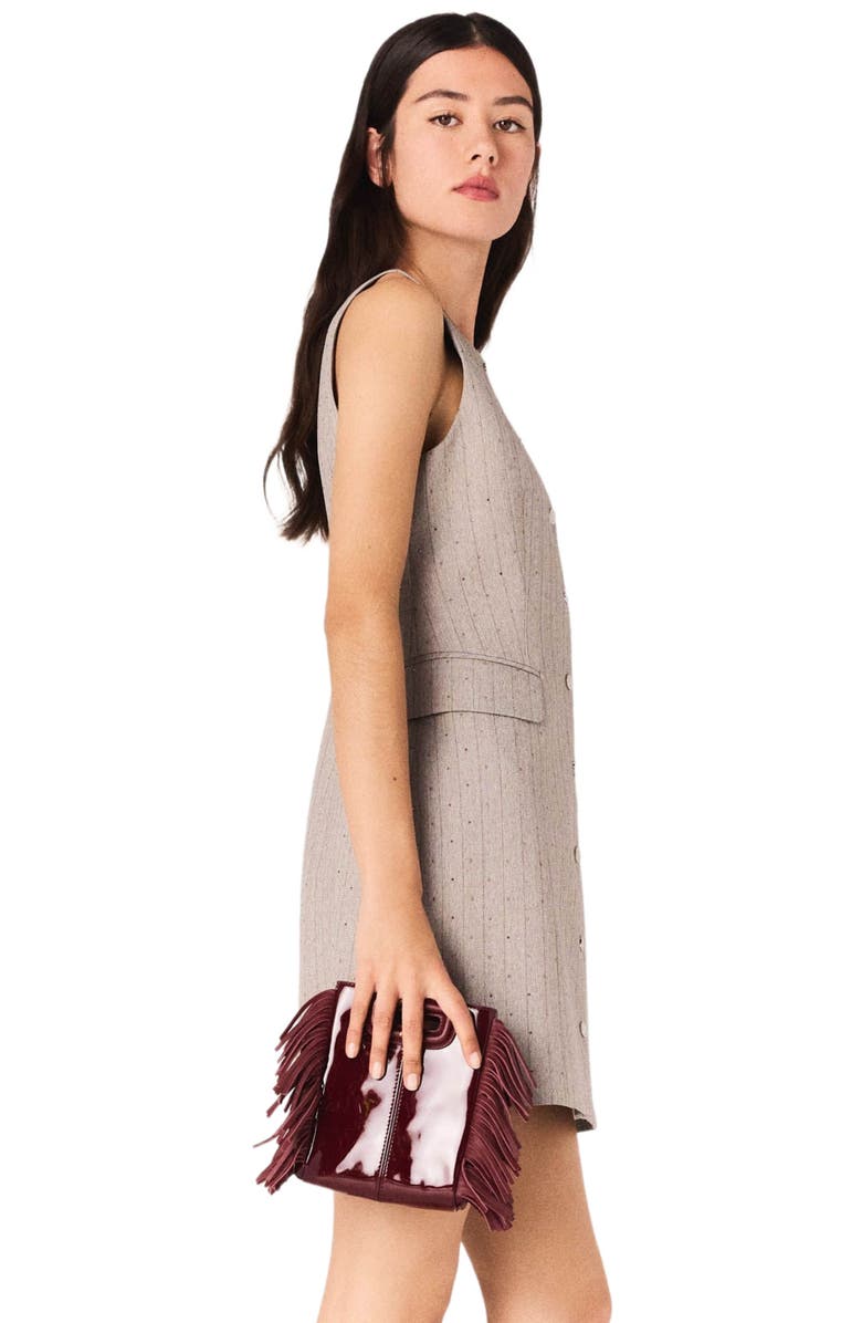 maje Mini rhinestone tailored dress, Alternate, color, Light Grey