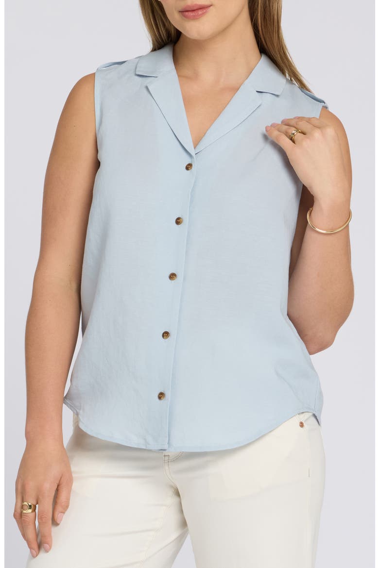 Gabrielle Sleeveless Camp Shirt, Main, color, BLUE CLOVER