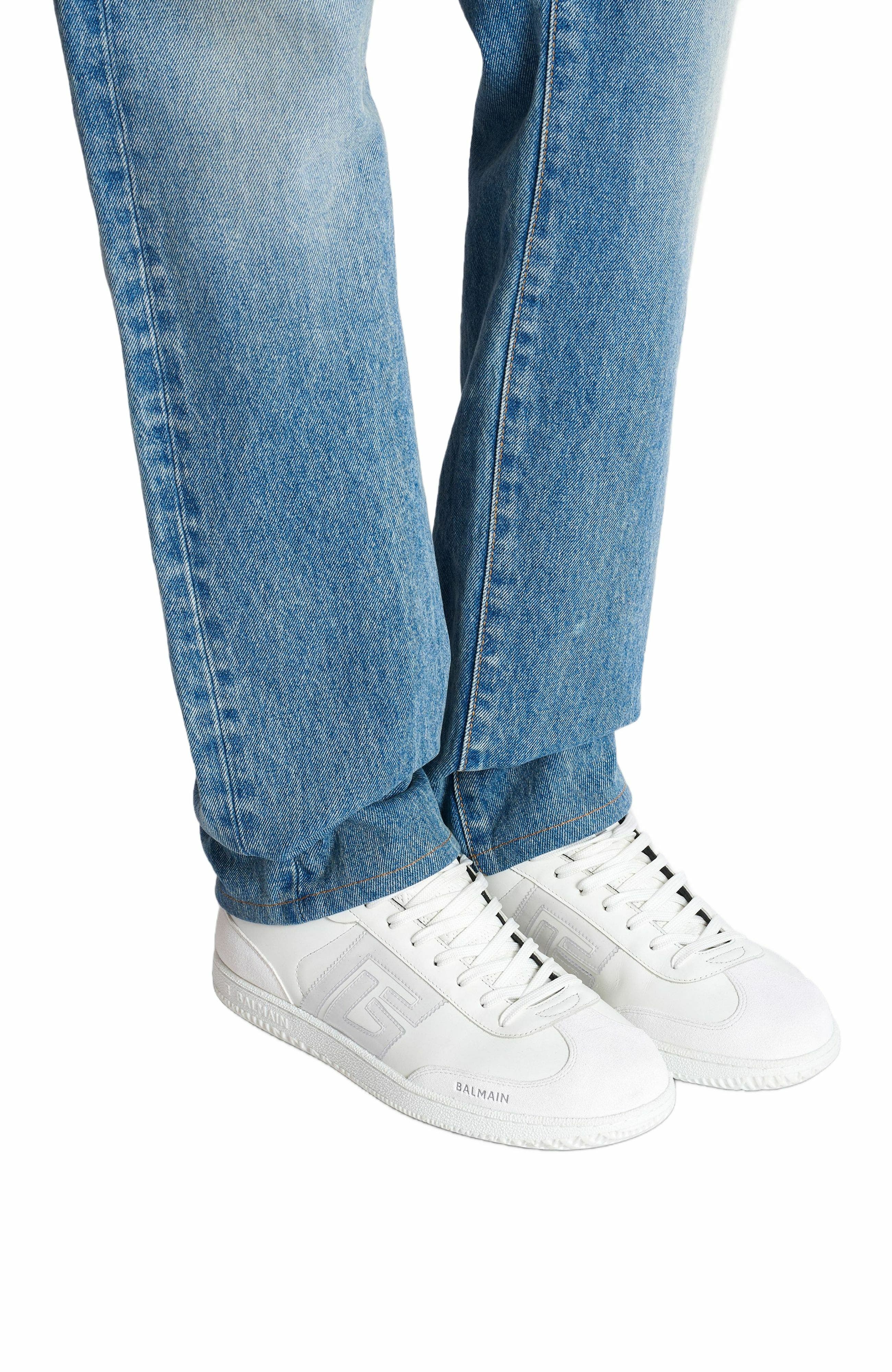Suede Balmain Swan Trainers, Alternate, color, White