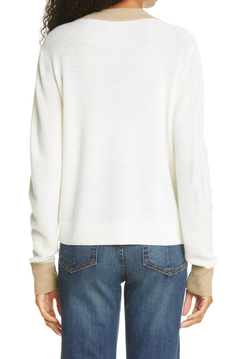 rag & bone Contrast Trim Merino Wool Crop Sweater, Alternate, color, 